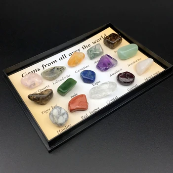 15 парчета скални скъпоценни камъни колекция кутия кристал естествен минерал образец дропшип