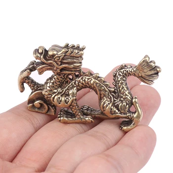 1Pc Реколта орнамент ретро зодиак дракон статуя фигурка богатство месинг декор просперитет китайски стил дракон късмет животно Fengshui