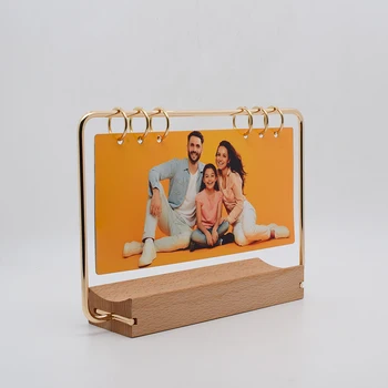 20pcs дървени и метални сублимация настолен календар фото рамка заготовки 8 страници 0.4mm акрилен печат лист за пренос на топлина