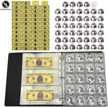 46 Президенти на САЩ Банкноти от златно фолио и сребърна монета Възпоменателна колекция от книги Бизнес подаръци