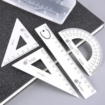 4pcs/Set Прост прав триъгълник Комплект линийка INS стил Студентски канцеларски материали Чертожна линийка Метална линийка Комплект рисунка Владетел