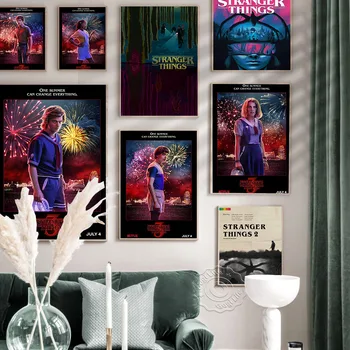 America Science Fiction Tv Play Tranger Things-Season 3 Vintage Art Poster, Winona Ryder David Harbor Starrin TV Play Prints