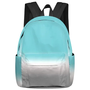 Blue Grey Gradient Women Man Backpacks Waterproof Multi-Pocket School Backpack For Student Boys Girls Laptop Book Pack Mochilas