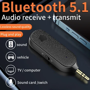  Bluetooth-съвместим приемник аудио адаптер 3.5mm Aux безжичен предавател адаптер кола Handsfre микрофон адаптер за слушалки