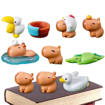 Capybara играчки фигури 10pcs карикатура животински смола бюро орнаменти сладък Capybara подаръци фотография подпори мини статуи за деца