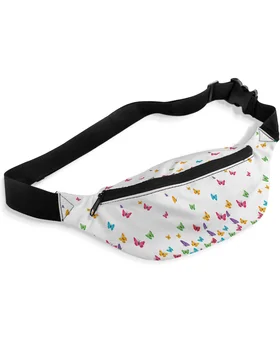 Colorful пеперуда бяла талия пакети рамо чанта Unisex пратеник чанта случайни мода Фани пакет за жени