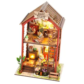 DIY Book Nook Kit Shelf Insert Миниатюрна къща Дървена етажерка за книги Миниатюрни строителни комплекти Играчки Bookend играчки Възрастни 3D пъзел подарък