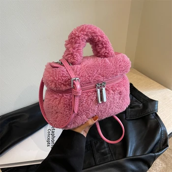 Faux кожа чанта съединител чанта за жени мода плюшен дизайнер чанта 2023 нова тенденция кожа рамо crossbody чанта малка кутия чанта