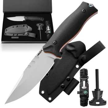 HANSHI D2 стоманен нож с фиксирано острие с Kydex обвивка G10 дръжка Tatical ножове за оцеляване Пълен Tang за лов Къмпинг на открито
