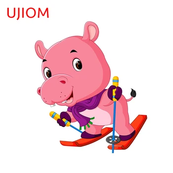 UJIOM Hippo играе ски стена стикери декоративни спалня водоустойчиви ваденки баня хол аксесоари драскотина
