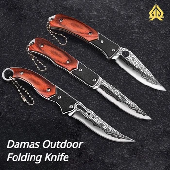  XTL преносим сгъваем нож от неръждаема стомана, домакински нож за плодове в Дамаск, остър и висок твърдост външен нож за рязане