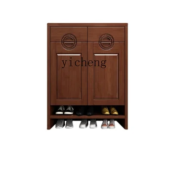 YY китайски стил масивна дървена обувка кабинет голям капацитет шкаф прост модерен резбован зала кабинет