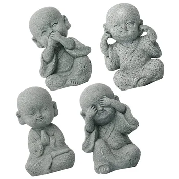 бебе статуя на Буда Мини монах малки фигурки скулптура малка за дзен декорации Начало