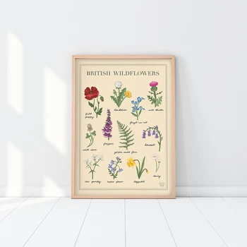 Британски плакат за стена от диви цветя реколта естествено растение ръководство платно живопис и графика Nordic модерна кухня домашен декор
