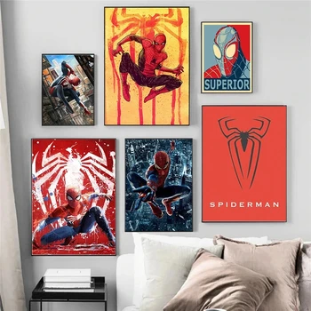 Бяла крафт хартия Marvel Spider Man супергерой аниме плакат отпечатва картини за хол декор стена изкуство декорация дома
