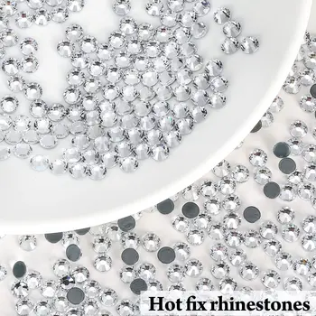 Висококачествен блясък Clear Crystal Nail Art Rhinestones Flatback Hotfix Glass Rhinestones for DIY Handmade Nail Art Accessories