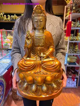 голям ДОБЪР Будистки доставки Югоизточна Азия Тайланд статуя на Буда Семейство Ефикасна защита Гуанин медна скулптура