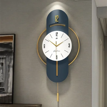 Голям стенен часовник с махало за хол Начало декор стенни часовници модерен дизайн люлка цифрова стена часовник Wandklok Woonkamer