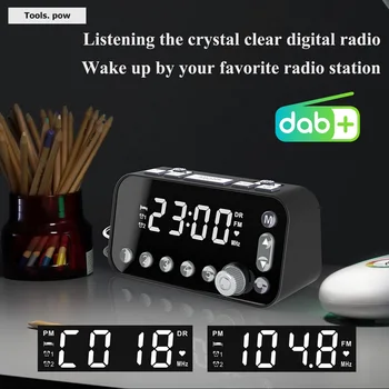  горещ будилник радио нощно легло цифров будилник LED часовник с двоен USB DAB / FM VHF радио голям екран LED прожекционен часовник