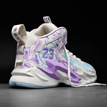 Гореща продажба Лилави мъжки баскетболни маратонки Открит баскетбол обучение баскетболни обувки за мъже Non-хлъзгаща платформа спортни обувки