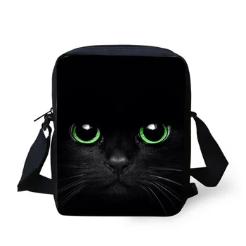Дамски чанти за съобщения Черни котки Crossbody чанти Малки детски чанти за монети Карикатура животински дизайн Мини клапи рамо чанта