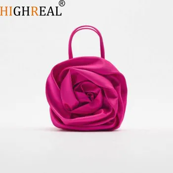 Дизайнер сатен цвете кофа чанта чанта Ruched нагънат кадифе торбичка чанта жени страна горната дръжка чанта зелен женски чанта