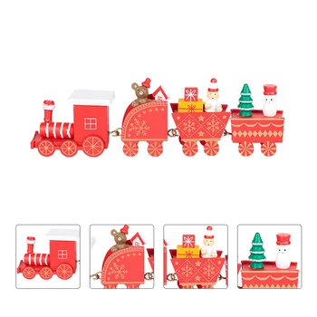 Коледа дървени влак играчки подаръци дърво влак декорация празник коледно парти маса камина десктоп декорация