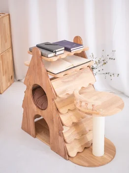 Коледно дърво котка гнездо масивна дървесина двоен слой скосяване интегрирана споделена съхранение багажник