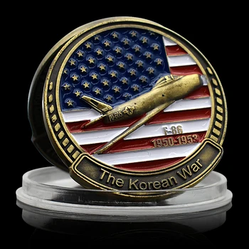 Корейска война предизвикателство монета US F-86 изтребител 1950-1953 години 38-ми паралелен възпоменателен медал в капсула