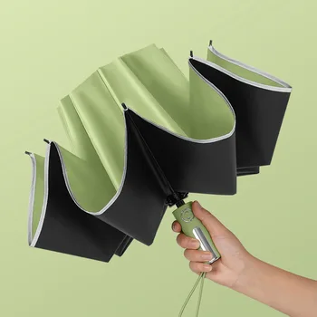 Напълно автоматична отразяваща лента 10 костен винил чадър сгъваем бизнес подарък чадър за мъже и жени