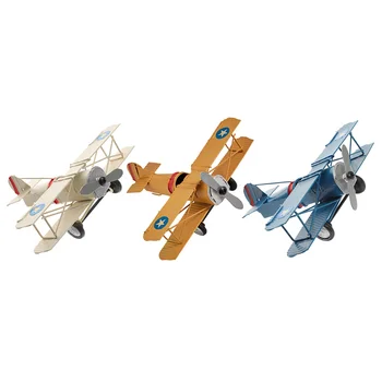 Реколта метална равнина модел фотография подпори деца играчка желязо ретро самолет планер биплан висулка самолет модел играчка на случаен принцип