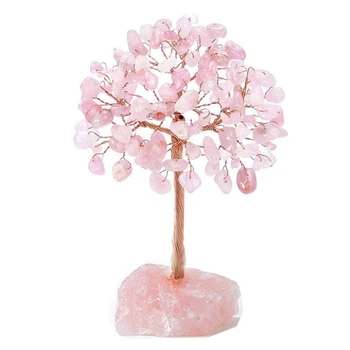  Розово кварцово кристално дърво, изкуствено кристално и лечебно каменно дърво Кристално каменно дърво Gem Tree.Valentine's подаръци