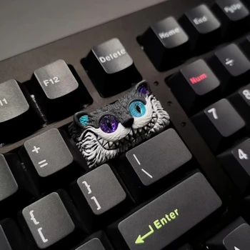 Ръчно изработени карикатура Smiley котка клавиши DIY механична клавиатура 2U клавиши за задно пространство сладък подарък кръст вал занаятчийска смола keycaps