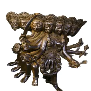 Тибетски бронзов череп Стелт Елиминиране на бедствия Статуя на Буда Морисън