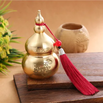 Фън Шуй китайски месинг Wu Lou Gourd статуя с китайски стил месинг кратуна късмет декор за домашен офис декорация подарък