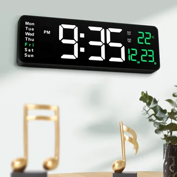 Цифров стенен часовник Голяма температура на дисплея Външни часовници LED Модерна акрилна класна стая Reloj Pared