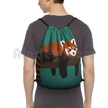 Червена панда в дърво раница шнур чанта езда катерене фитнес чанта червена панда червена панда дърво клон тюркоаз природа treetop